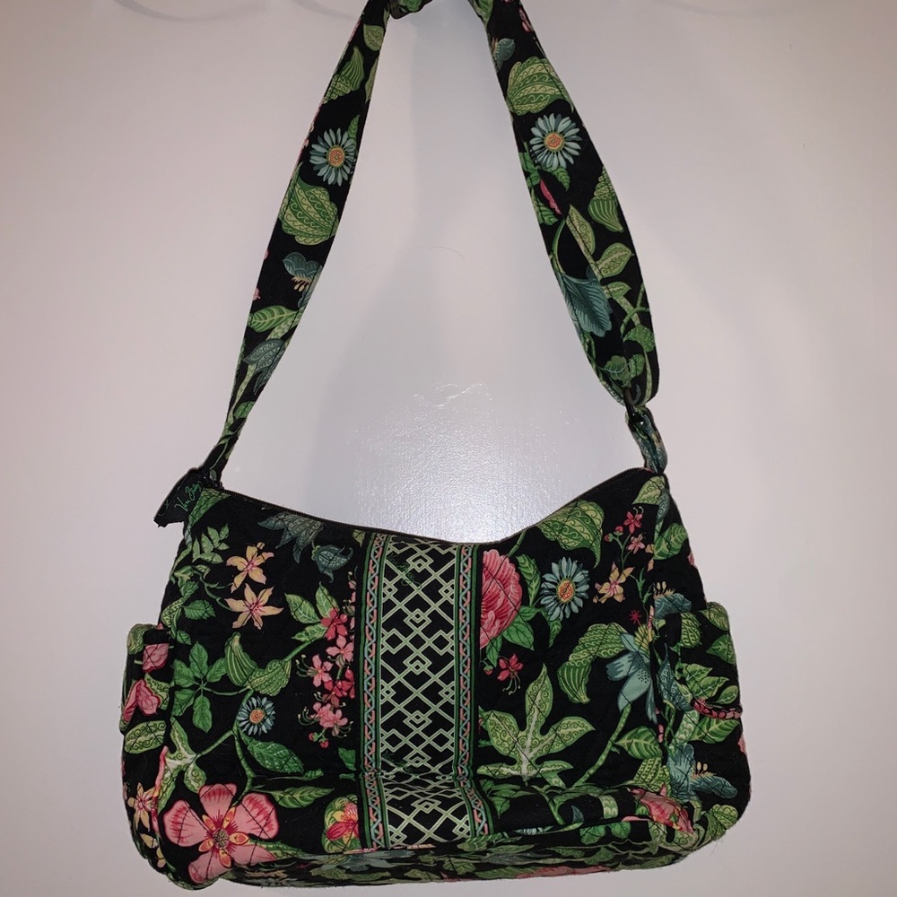 Vera Bradley Glenna Satchel Black Floral Bag